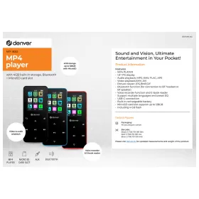 MP4-soitin Denver Electronics MP-1830BU 1,8" Bluetooth Sininen