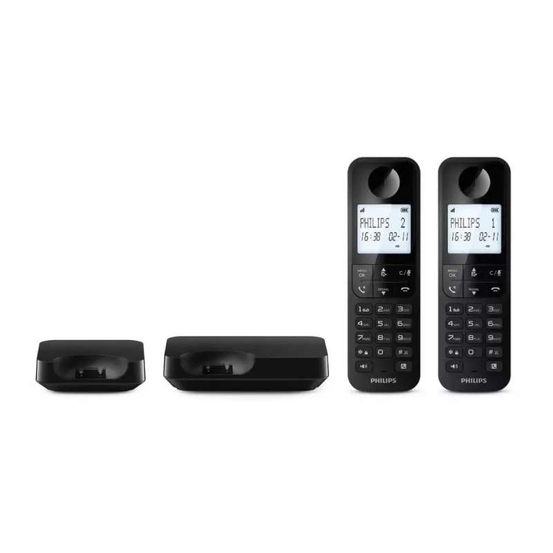 Langaton puhelin Philips D2702 DUO Musta 2 osaa