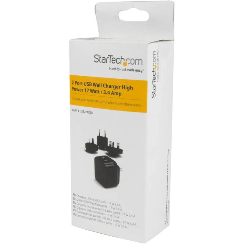 Sieninis įkroviklis Startech USB2PACBK            Juoda