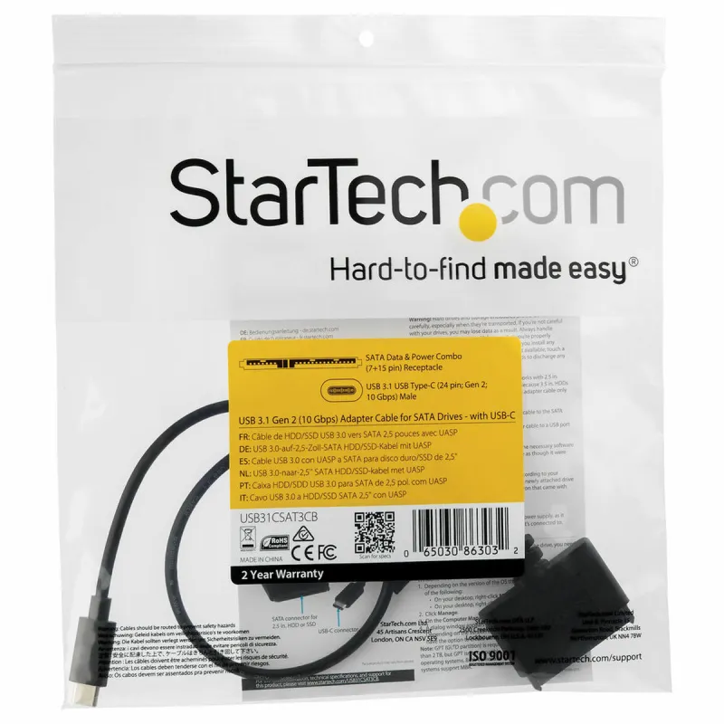 Cietā Diska Adapteris no USB uz SATA Startech USB31CSAT3CB 2.5"