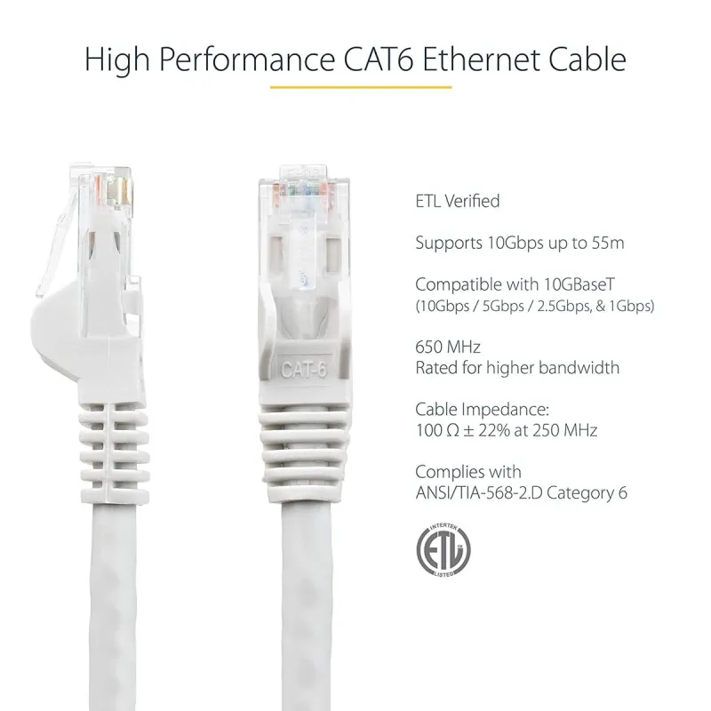 UTP Category 6 Rigid Network Cable Startech N6PATC7MWH White 7 m