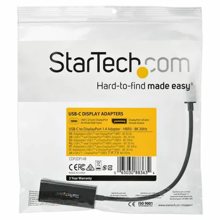 Адаптер USB C—DisplayPort Startech CDP2DP14B            Чёрный