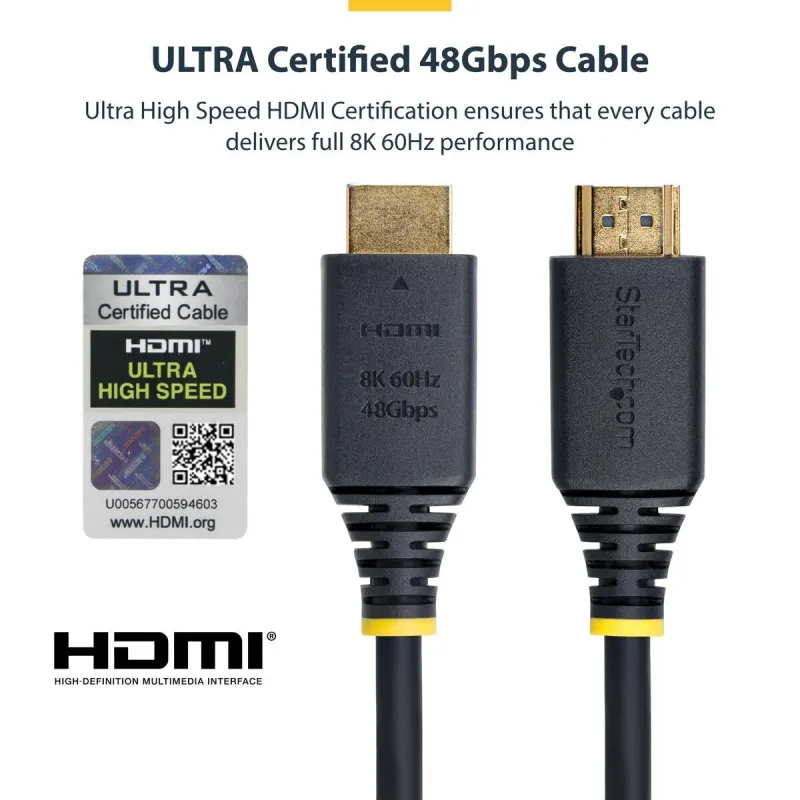HDMI Cable Startech HDMI21-CBL-8K60-50CM Black