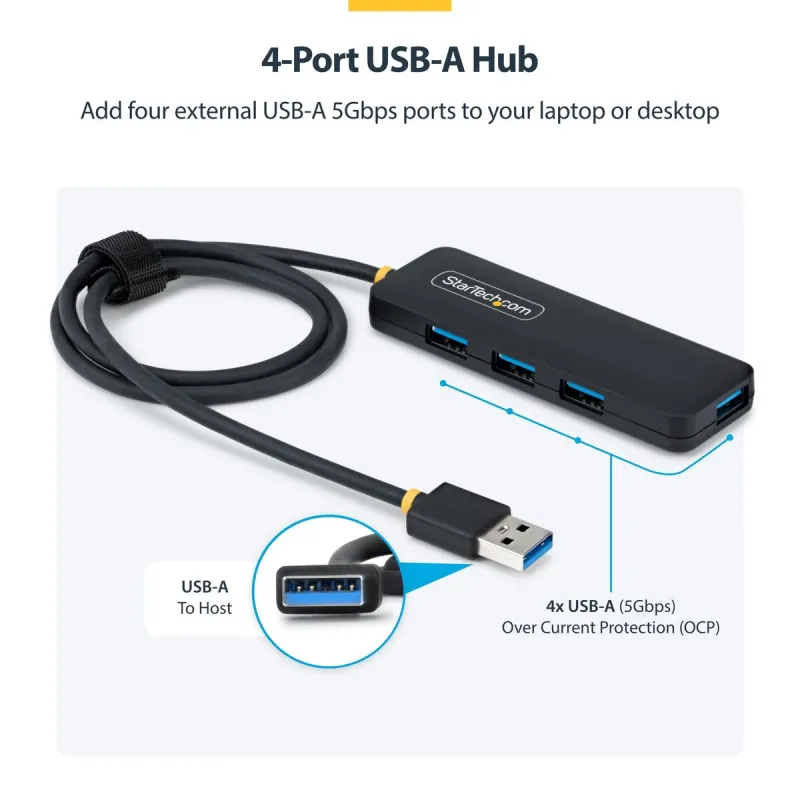 USB-разветвитель Startech H5A4A-USB-HUB-2 Чёрный