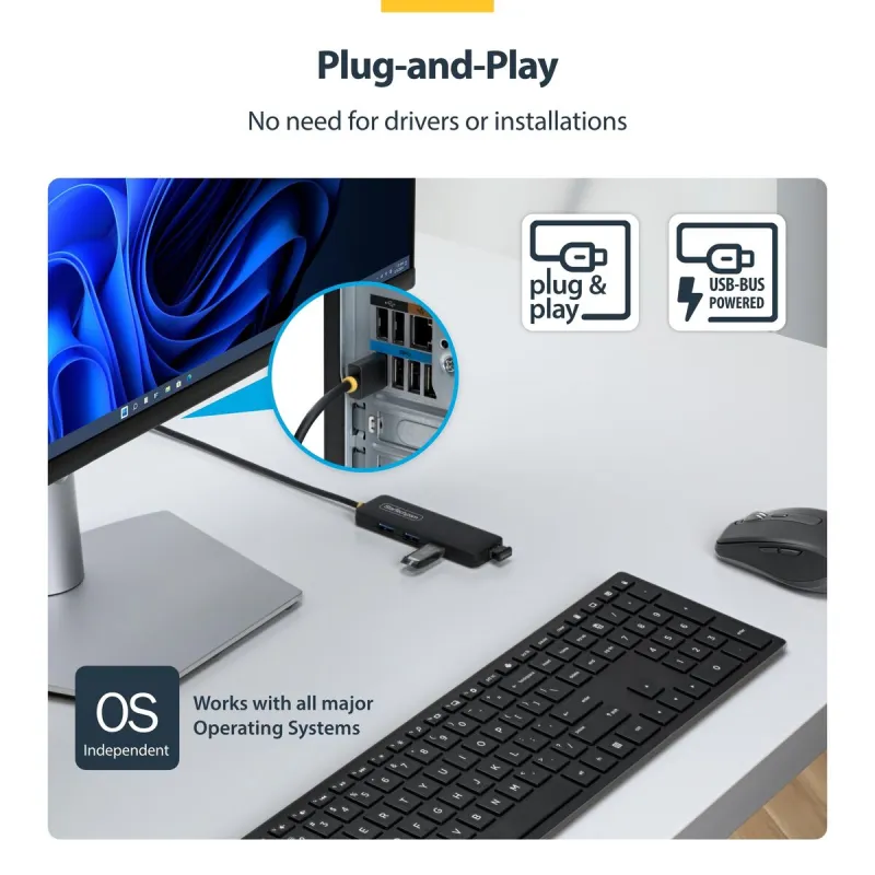 USB Centrmezgls Startech H5A4A-USB-HUB-2 Melns