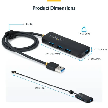 USB Hub Startech H5A4A-USB-HUB-2 Black