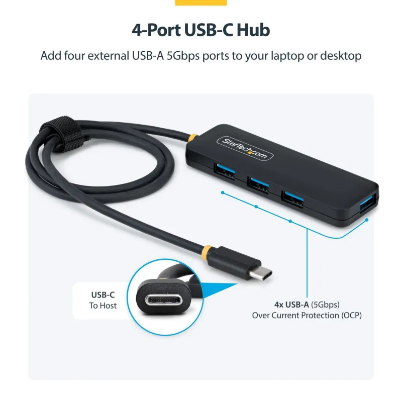 USB-разветвитель Startech H5C4A-USB-HUB-2 Чёрный
