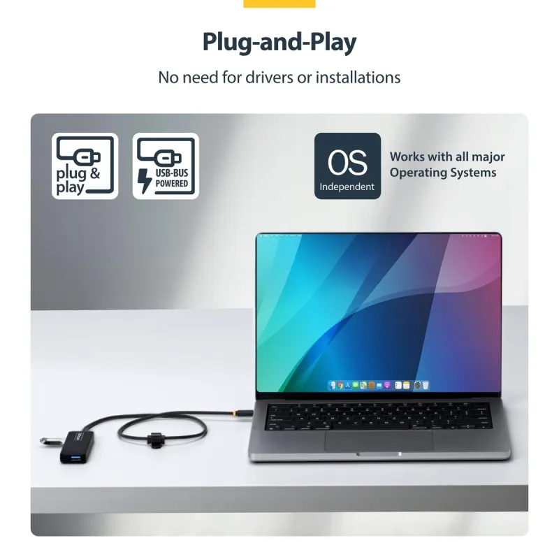 USB Hub Startech H5C4A-USB-HUB-2 Black