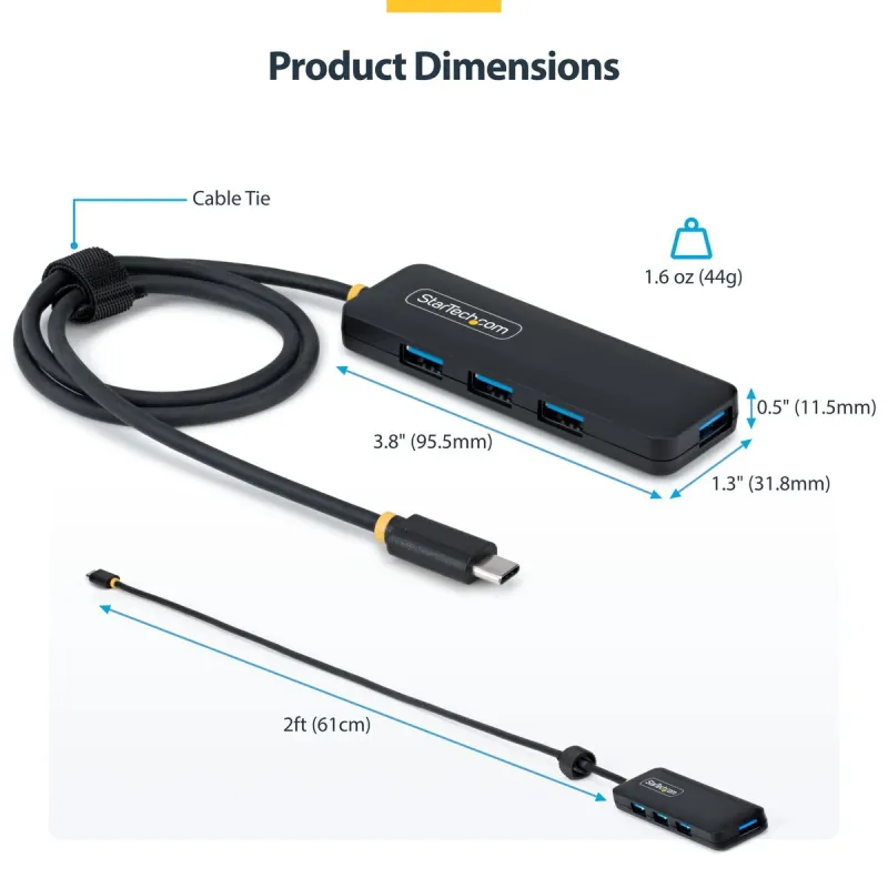 USB Centrmezgls Startech H5C4A-USB-HUB-2 Melns