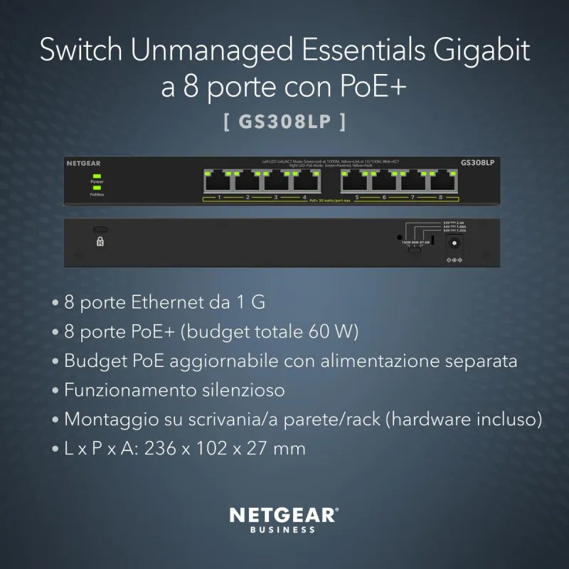 Slēdzis Netgear GS308LP-100EUS