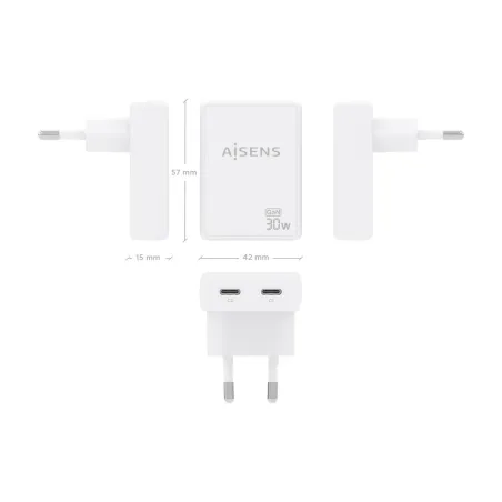 Seinalaadija Aisens ASCH-30W2P075-W Valge 30 W