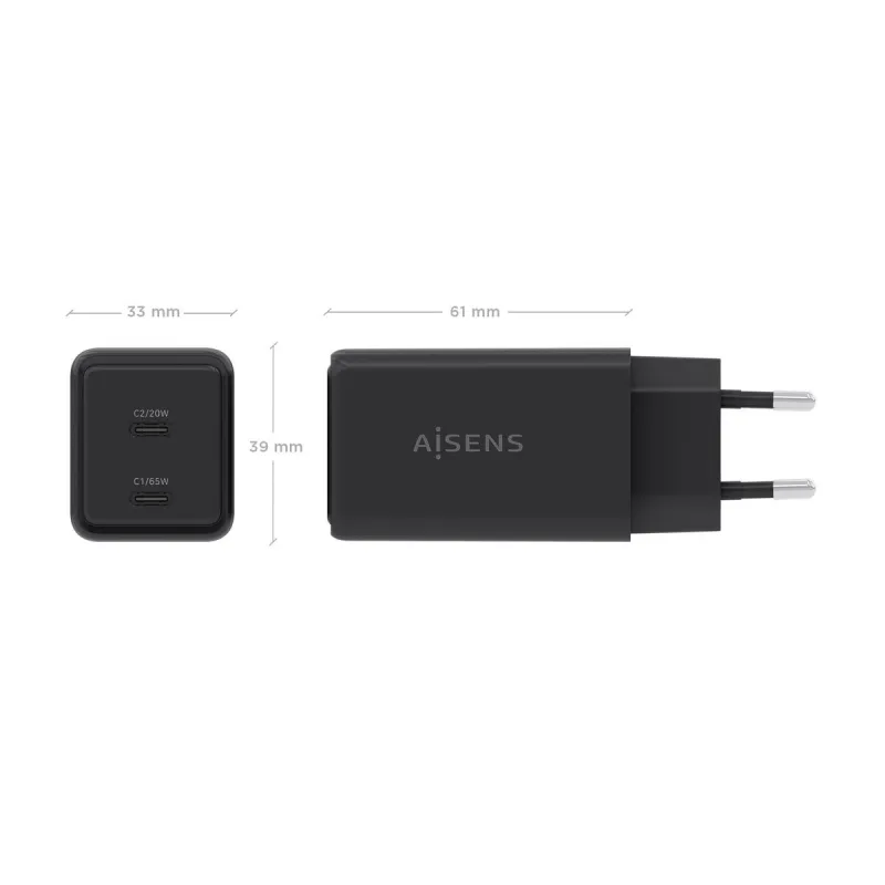 Seinalaadija Aisens ASCH-65W2P079-BK Must 65 W