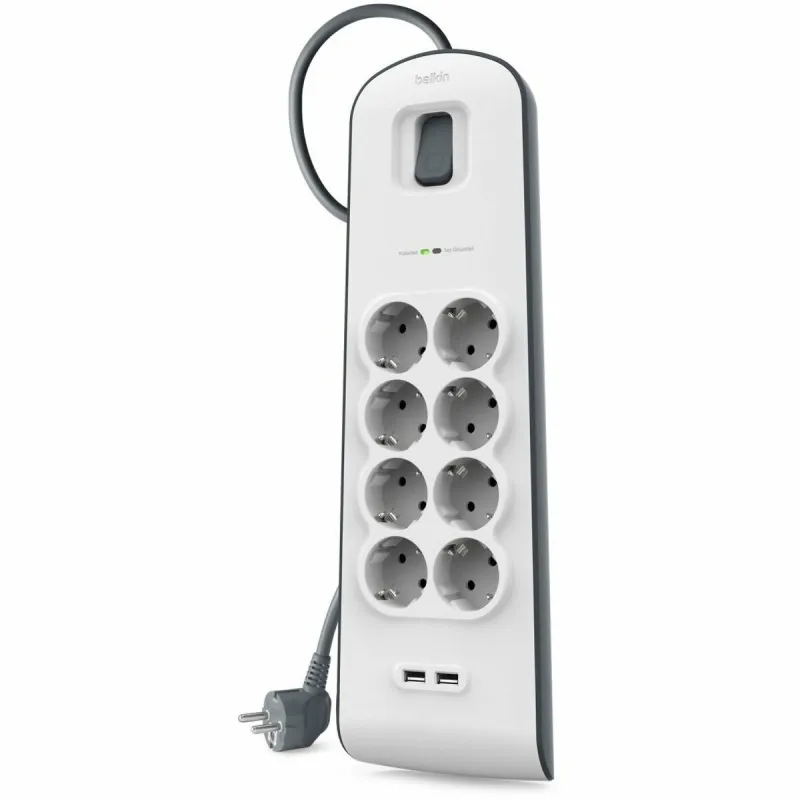 Power Socket 8 Sockets with Switch Belkin BSV804VF2M USB x 2 White (2 m)