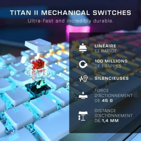Klaviatūra Turtle Beach Vulcan II Balts Azerty Francūzis