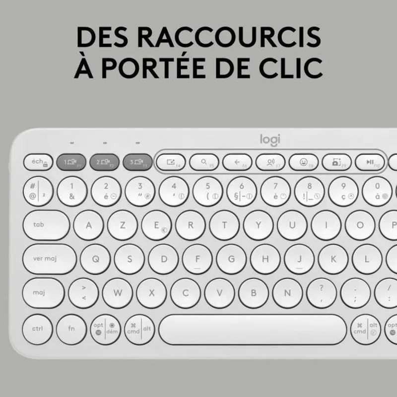 Bluetooth Klaviatuur, millel on Tahvelarvuti Tugi Logitech K380 Prantsuse Valge AZERTY