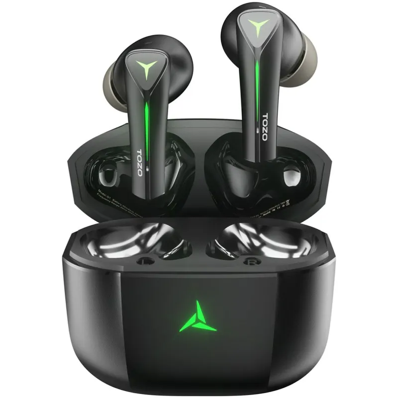 Bevielės ausinės su krovimo dėklu TOZO Gaming Pods Juoda