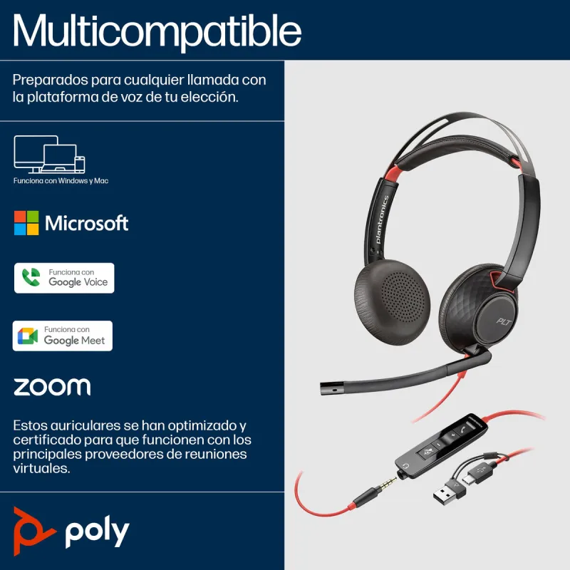 USB Kabelis Poly 93S88AA Melns Sarkans