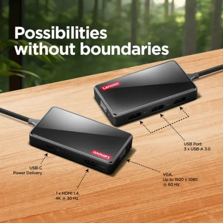 USB Hub Lenovo GX91M73945 Black 100 W