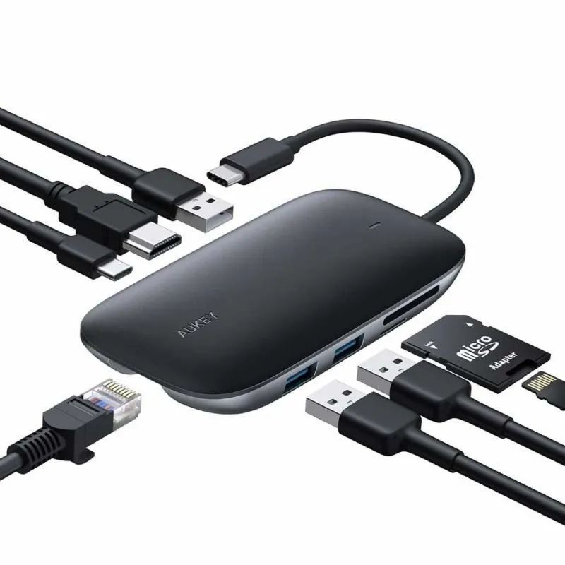 USB Centrmezgls Aukey CB-C71 Melns 100 W