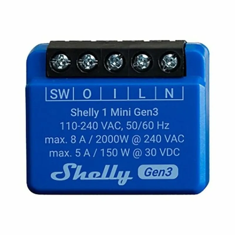 Išmanusis lizdas Shelly MINI 1 GEN3 RELE WIFI BT Bluetooth Wi-Fi Bluetooth 4.2