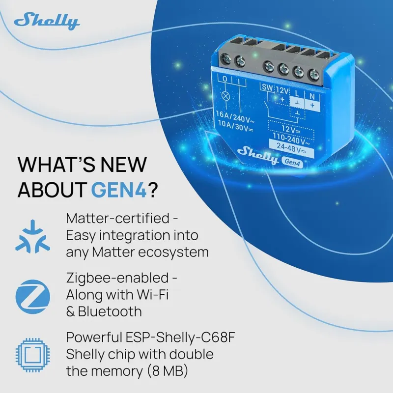Nutipistik Shelly S4SW-001X16EU Bluetooth Wi-Fi Bluetooth 5.0 240 V