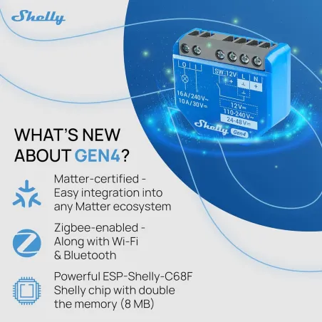 Išmanusis lizdas Shelly S4SW-001X16EU Bluetooth Wi-Fi Bluetooth 5.0 240 V