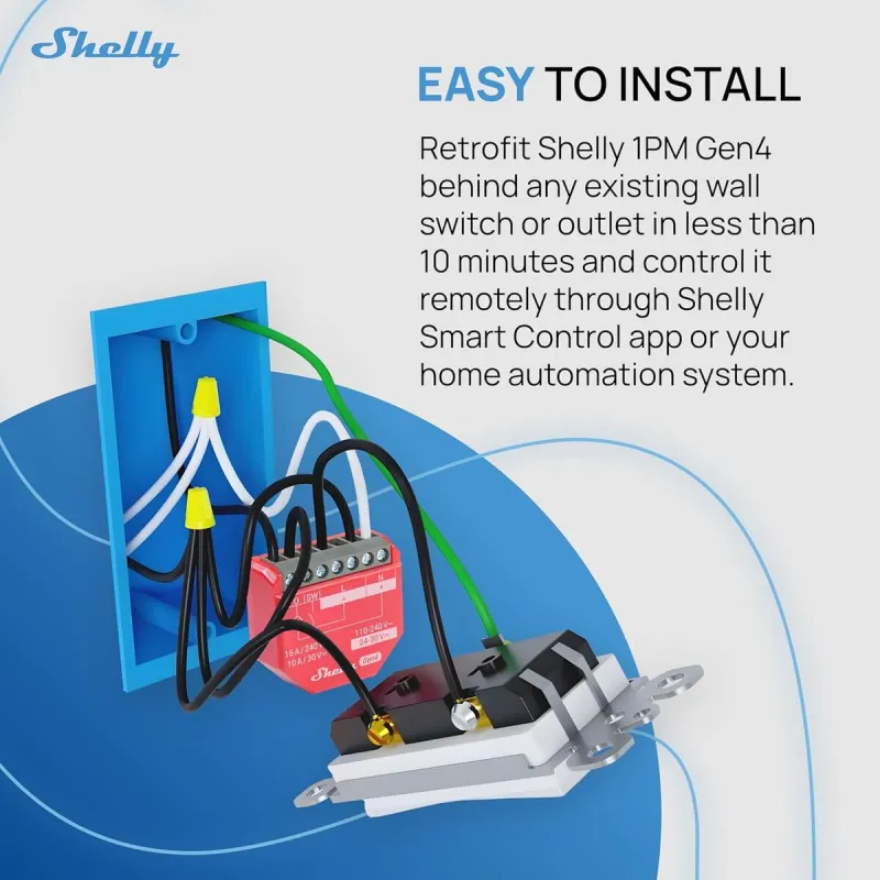 Умная розетка Shelly S4SW-001P16EU Bluetooth Wi-Fi Bluetooth 5.0 10 A
