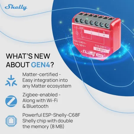 Smart Plug Shelly S4SW-001P16EU Bluetooth Wi-Fi Bluetooth 5.0 10 A