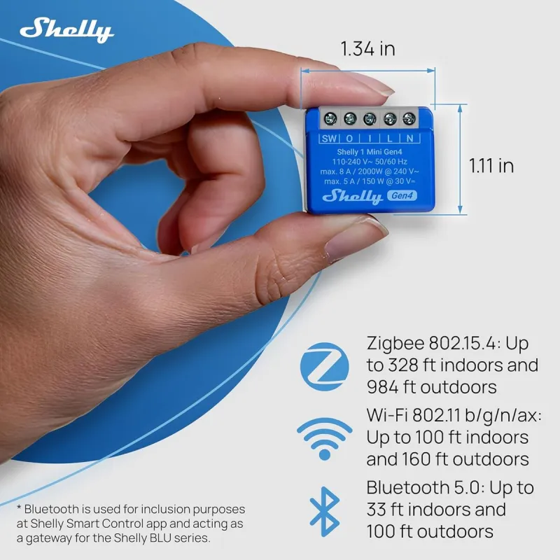 Smart Plug Shelly S4SW-001X8EUU Bluetooth Wi-Fi Bluetooth 5.0