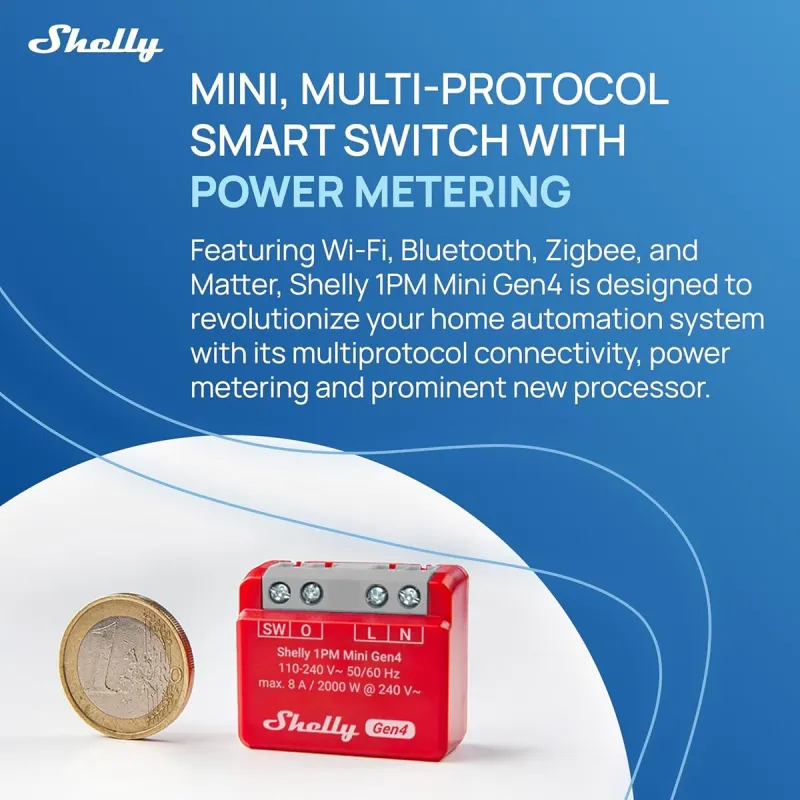Nutipistik Shelly S4SW-001P8EU Bluetooth Wi-Fi Bluetooth 5.0