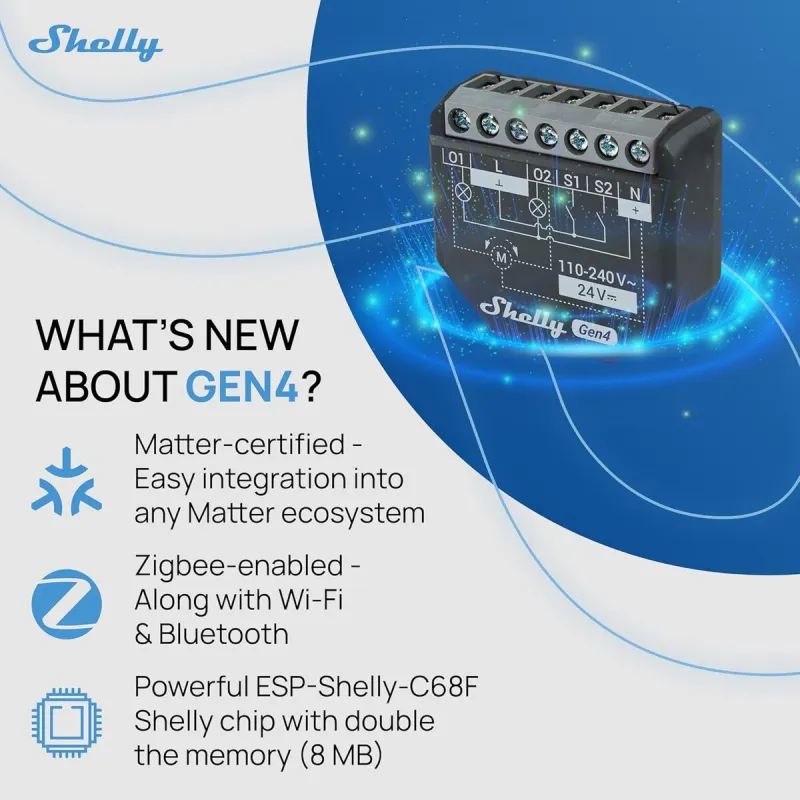 Išmanusis lizdas Shelly SHELLY 2PM GEN4 X4 Wi-Fi 230 V 10 A (4 vnt.)