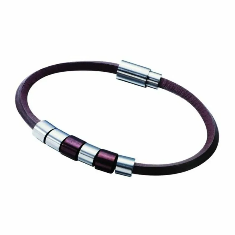 Men's Bracelet Police Leather Steel 19 cm