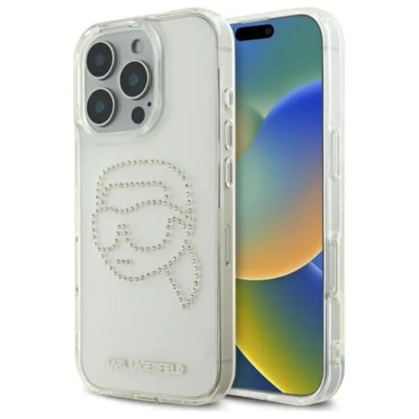 Karl Lagerfeld IML Rhinestones Karl Head - Case for iPhone 16 Pro Max (transparent)