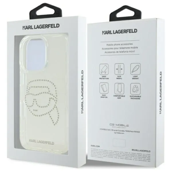 Karl Lagerfeld IML Rhinestones Karl Head - Case for iPhone 16 Pro Max (transparent)