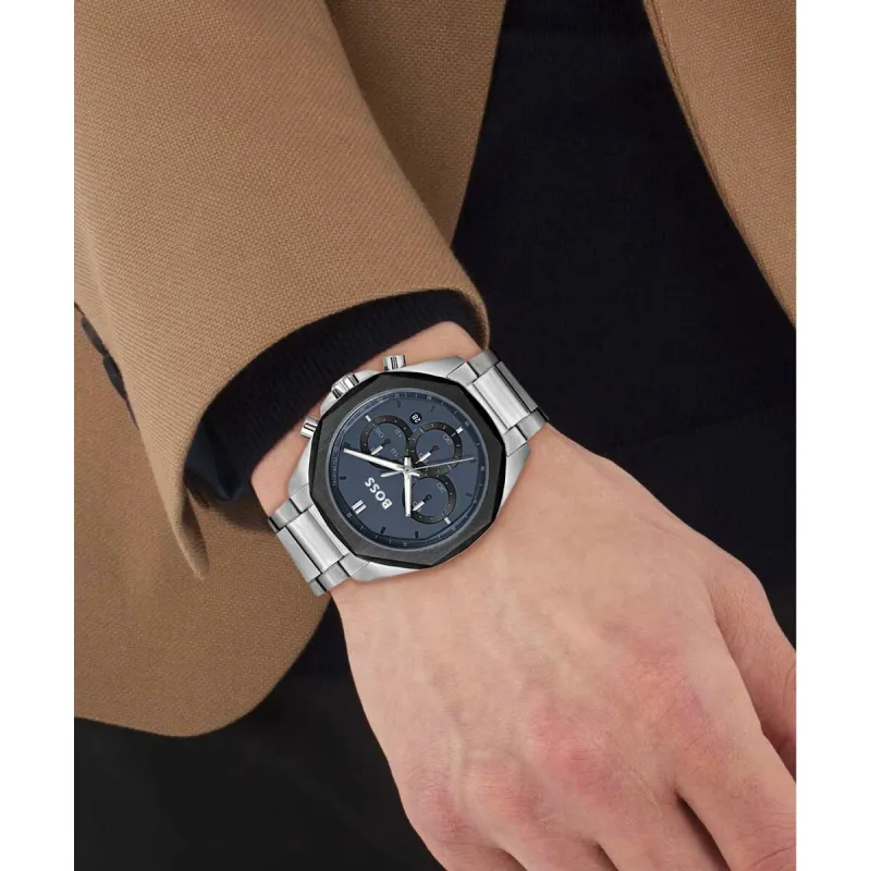 Miesten rannekellot Hugo Boss Hopeinen (Ø 43 mm)