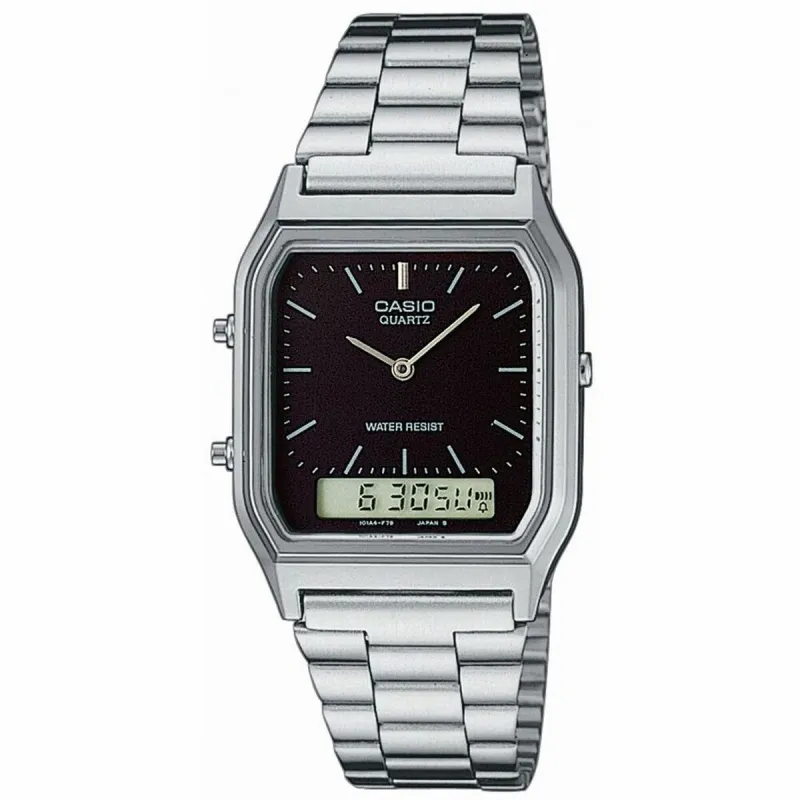 Unisex Kell Casio EDGY COLLECTION - BLACK Must Hõbedane