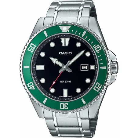 Meeste Kell Casio DIVER DATE 200M - BLACK Must Hõbedane (Ø 44 mm) (Ø 46 mm)