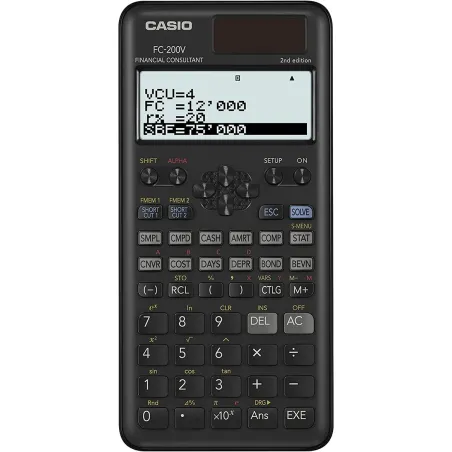 Zinātniskais kalkulators Casio FC-200V-2-W-ET Melns 16,2 x 7,7 x 1,1 cm