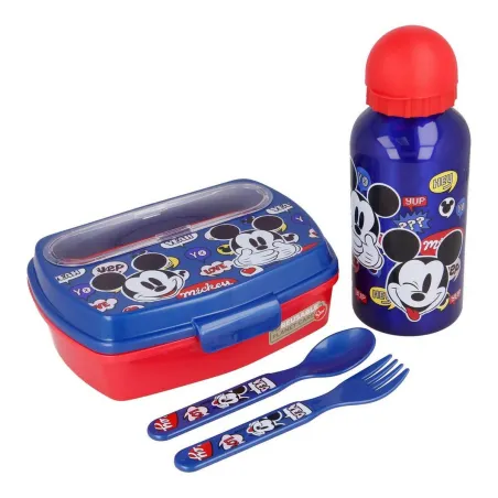 Mazuļu Ēdamrīku Komplekts Mickey Mouse Happy smiles 21 x 18 x 7 cm Sarkans Zils