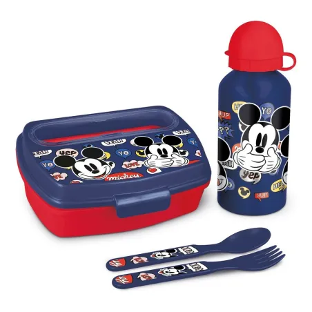Laste lauanõude komplekt Mickey Mouse Happy smiles 21 x 18 x 7 cm Punane Sinine