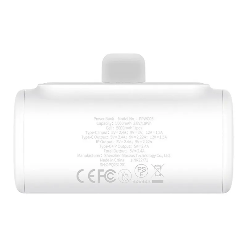 Powerbank Baseus P10068307213-00 Valkoinen 5000 mAh