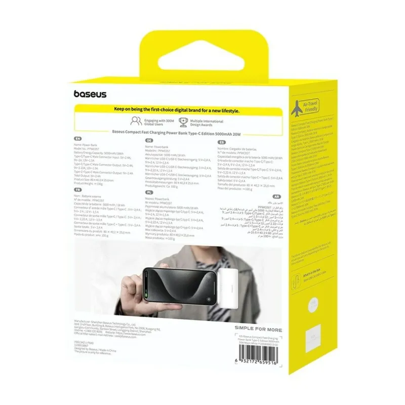 Powerbank Baseus P10068306213-00 Balta 5000 mAh