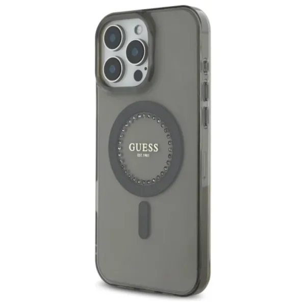 Guess IML Rhinestones MagSafe - Case for iPhone 16 Pro Max (Black)