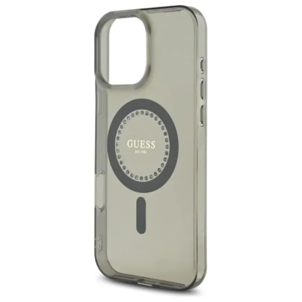Guess IML Rhinestones MagSafe - Case for iPhone 16 Pro Max (Black)