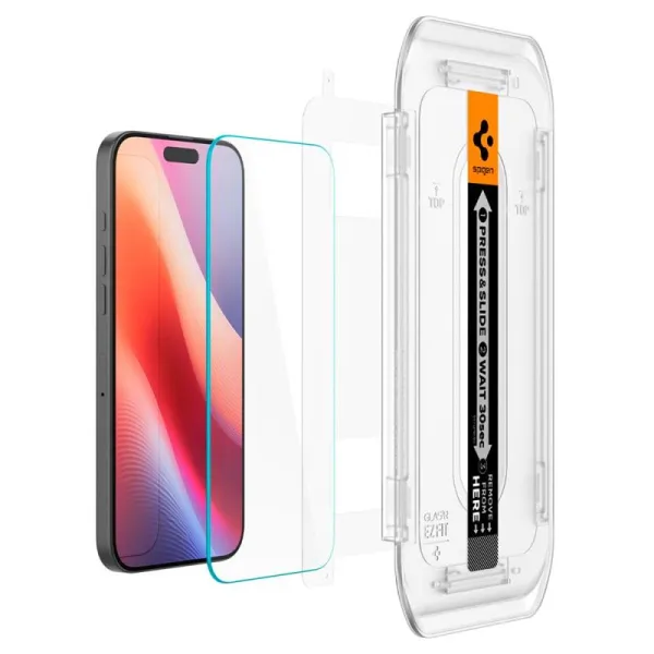 SZK£O HARTOWANE SPIGEN GLAS.TR ”EZ FIT” 2-PACK IPHONE 16 Pro / 17 / 17 Pro CLEAR