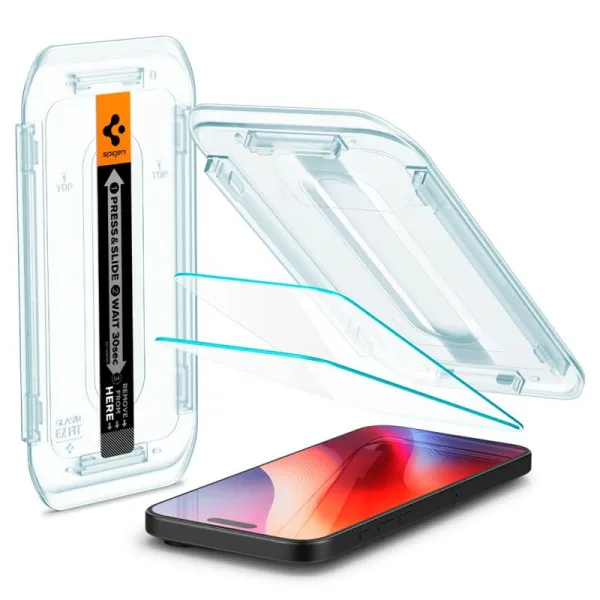 SZK£O HARTOWANE SPIGEN GLAS.TR ”EZ FIT” 2-PACK IPHONE 16 Pro / 17 / 17 Pro CLEAR