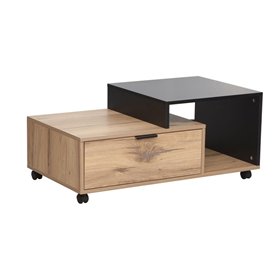 Coffee table HANNES 90x50xH40cm, rustic / black melamine