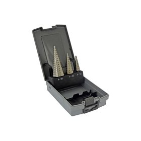 HSS Step drill set, 3pcs, 4-12mm / 4-20mm / 4-30mm