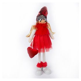 Standing ingel MARIA, red glitter hat, H28cm