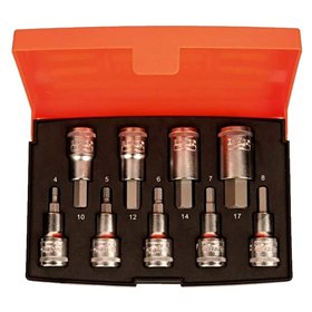 Short socket drivers S9 set HEX H4-H17 9 pcs 1/2"